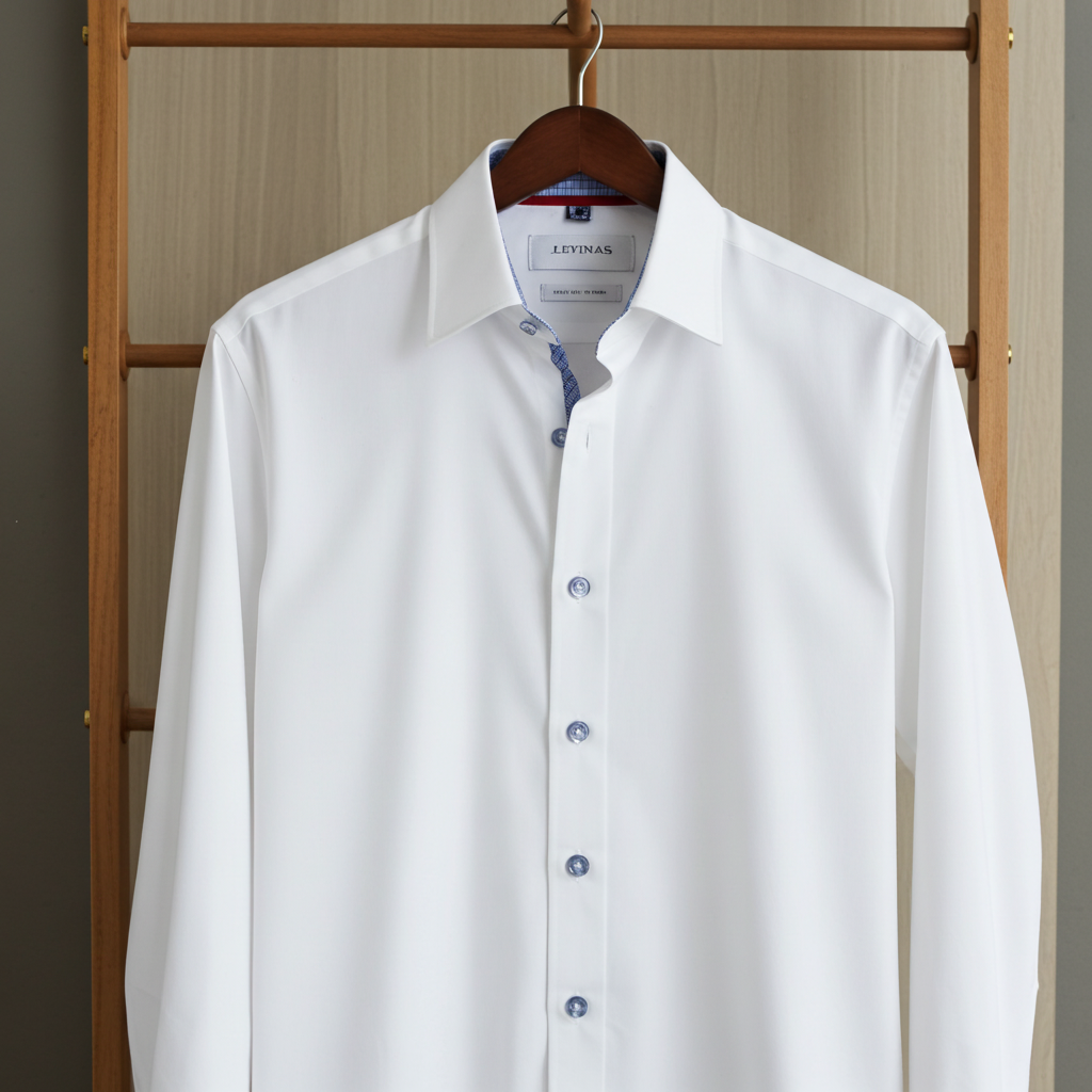 Edward// // Cotton Knit-Stretch Button-Up Shirt With Contrast Details // White // Tailored Fit (Fitted) - GreatSpace Discounts