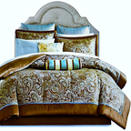 California King 12-piece Reversible Cotton Comforter Set in Brown and Blue - GreatSpace Discounts