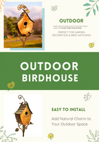 Outdoor Powder Coated Iron Birdhouse with 3-Prong Garden Stake in Copper Finish