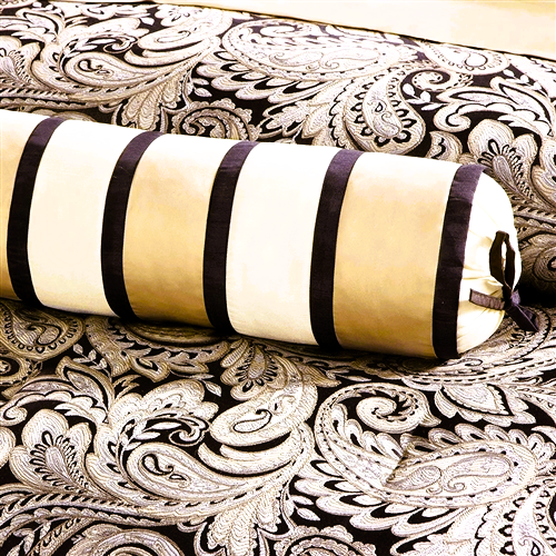 King 12 Piece Cotton Polyester Comforter Set Black Gold Paisley - GreatSpace Discounts