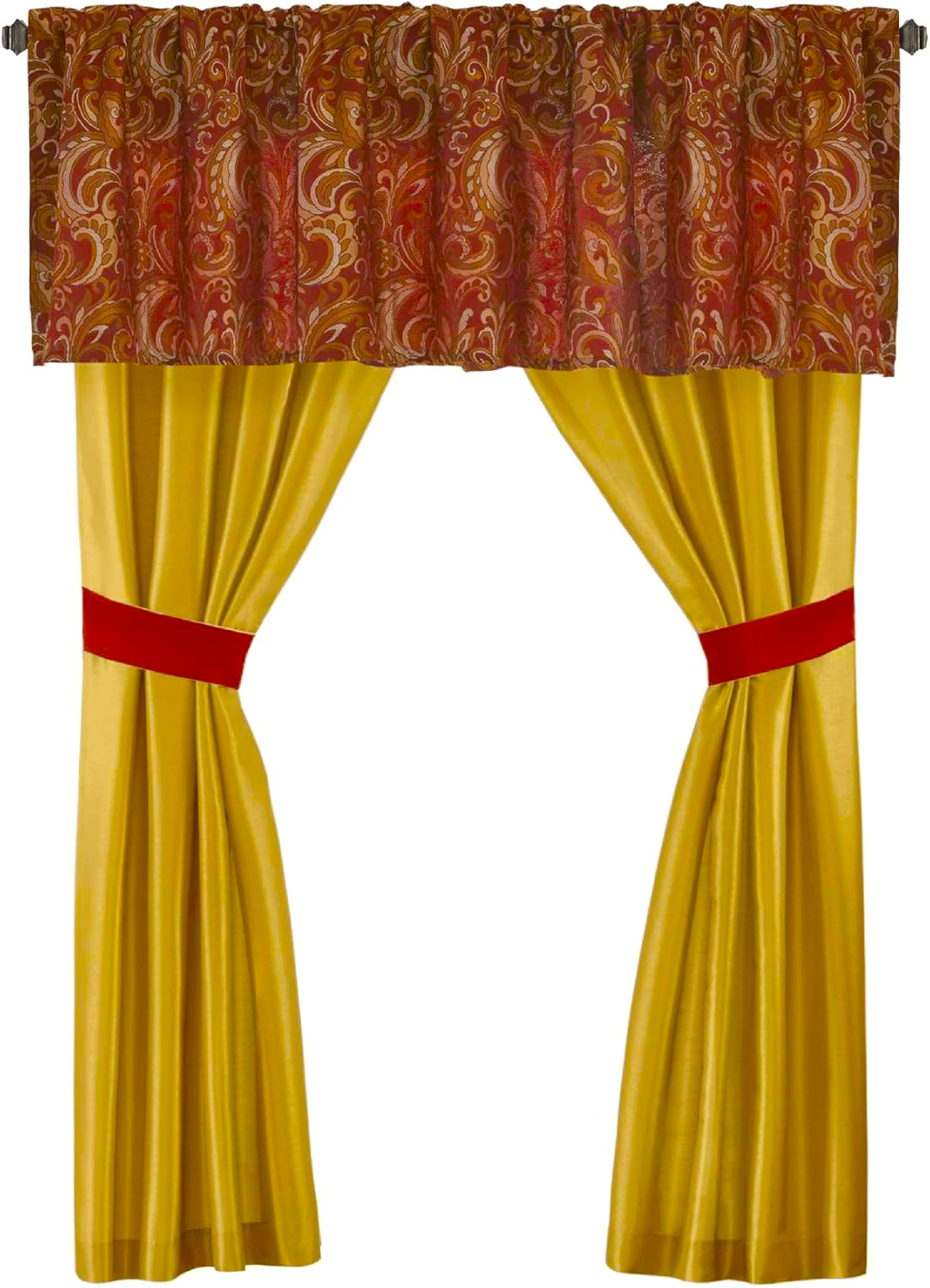 Madison Park Essentials Brystol 24 Piece Comforter Set King Red Faux Silk Jacquard Paisley All Season Bedding