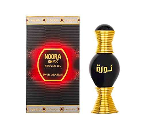 Swiss Arabian Noora Onyx Perfume Oil 0.4oz Alcohol-Free, Rose & Leather Notes