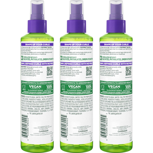 3pk Garnier Fructis Curl Shape Defining Spray Gel for Curly Hair, 8.5 OZ