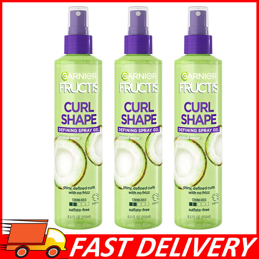 3pk Garnier Fructis Curl Shape Defining Spray Gel for Curly Hair, 8.5 OZ