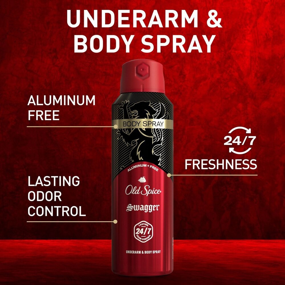 Old Spice Swagger Body Spray – Aluminum-Free, 24/7 Freshness, 5.1 oz
