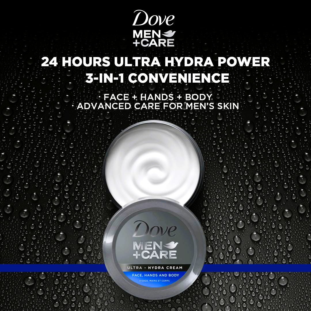 Dove Men+Care Ultra Hydra Cream & Body Love Beauty Creme Duo 75 ml Each (2 Pack)