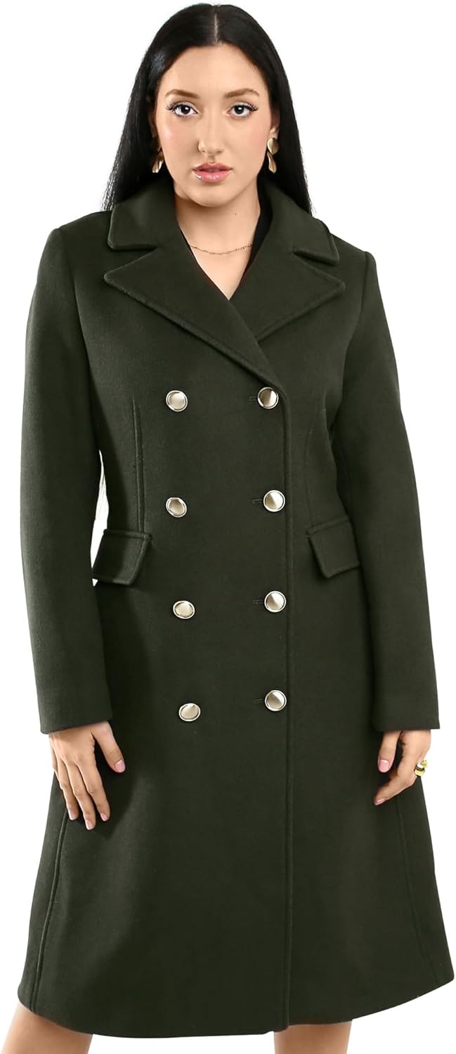 Vince Camuto Winter Coats - Women Double-Breasted Faux Collar Wool Womens Jacket - GreatSpace Discounts