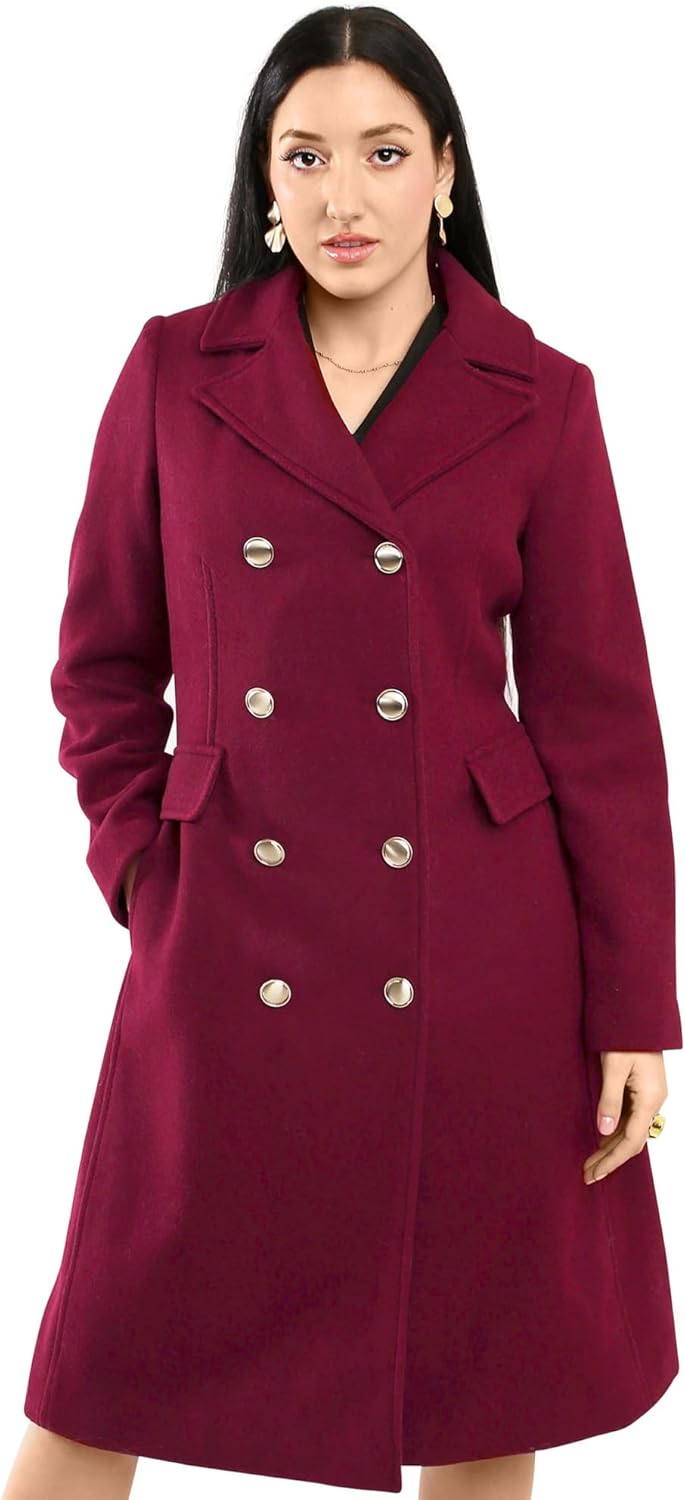 Vince Camuto Winter Coats - Women Double-Breasted Faux Collar Wool Womens Jacket - GreatSpace Discounts