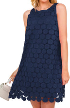 BTFBM Women Hollow Out Circle Embroidered Short Dresses Summer Casual Sleeveless Vacation Party Cocktail Tank Dress
