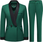 Women's Pants Suit 2 Piece Set Smil Fit Jacket Shawl Sollar Blazer Dress for Women - GreatSpace Discounts