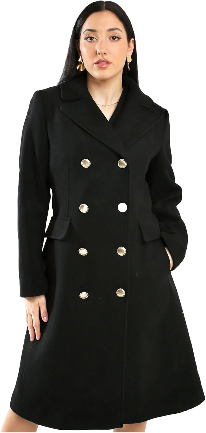 Vince Camuto Winter Coats - Women Double-Breasted Faux Collar Wool Womens Jacket - GreatSpace Discounts
