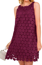 BTFBM Women Hollow Out Circle Embroidered Short Dresses Summer Casual Sleeveless Vacation Party Cocktail Tank Dress