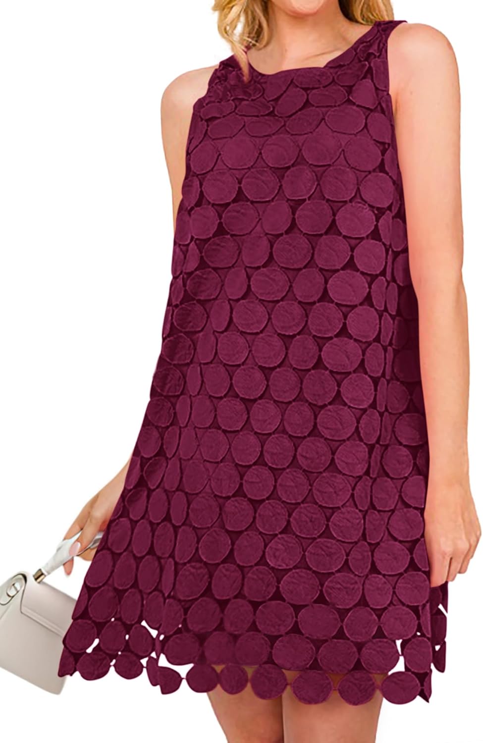 BTFBM Women Hollow Out Circle Embroidered Short Dresses Summer Casual Sleeveless Vacation Party Cocktail Tank Dress