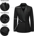 Women's Pants Suit 2 Piece Set Smil Fit Jacket Shawl Sollar Blazer Dress for Women - GreatSpace Discounts