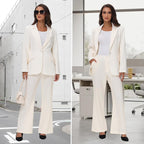 Women's Suit 2 Piece Set Pinstripe Blazer and Bootcut Dressy Pants Set for Work Office Business Outfits - GreatSpace Discounts