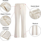 Women's Suit 2 Piece Set Pinstripe Blazer and Bootcut Dressy Pants Set for Work Office Business Outfits - GreatSpace Discounts