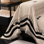 Chenille Sofa Throw Cover, Textured Chevron Decorative Couch Blanket for Living Room