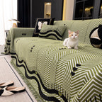 Chenille Sofa Throw Cover, Textured Chevron Decorative Couch Blanket for Living Room