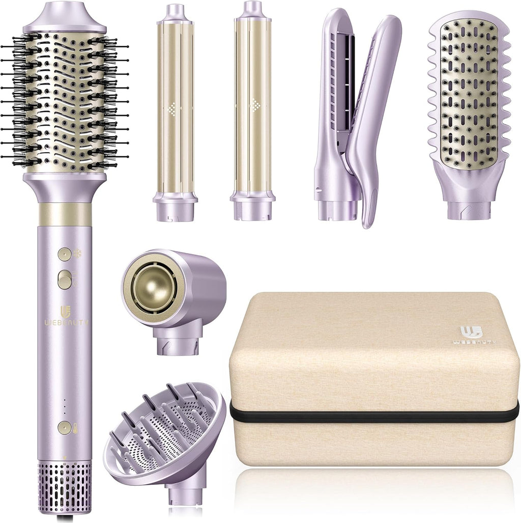 [Dual Voltage] webeauty 6 in 1 Hot Air Styler, High-Speed Negative Ionic Hair Dryer with Auto Curlers, Professional Blow Dryer Brush, Diffuser, Volumizer Multiple Styling, No Heat Damage - GreatSpace Discounts