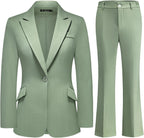 Women's Suit 2 Piece Set Pinstripe Blazer and Bootcut Dressy Pants Set for Work Office Business Outfits - GreatSpace Discounts