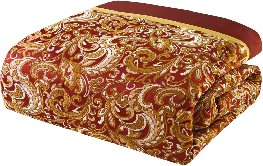 Madison Park Essentials Brystol 24 Piece Comforter Set King Red Faux Silk Jacquard Paisley All Season Bedding