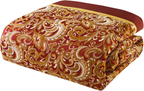 Madison Park Essentials Brystol 24 Piece Comforter Set King Red Faux Silk Jacquard Paisley All Season Bedding