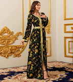Embroidery Abayas for Women Muslim Moroccan Floral Maxi Kaftan Dress Arabic Islamic Dubai Robe Ramadan Prayer Clothes