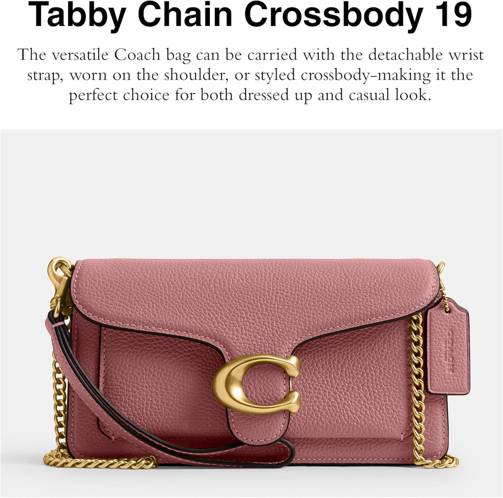 Polished Pebbled Leather Tabby Chain Crossbody 19