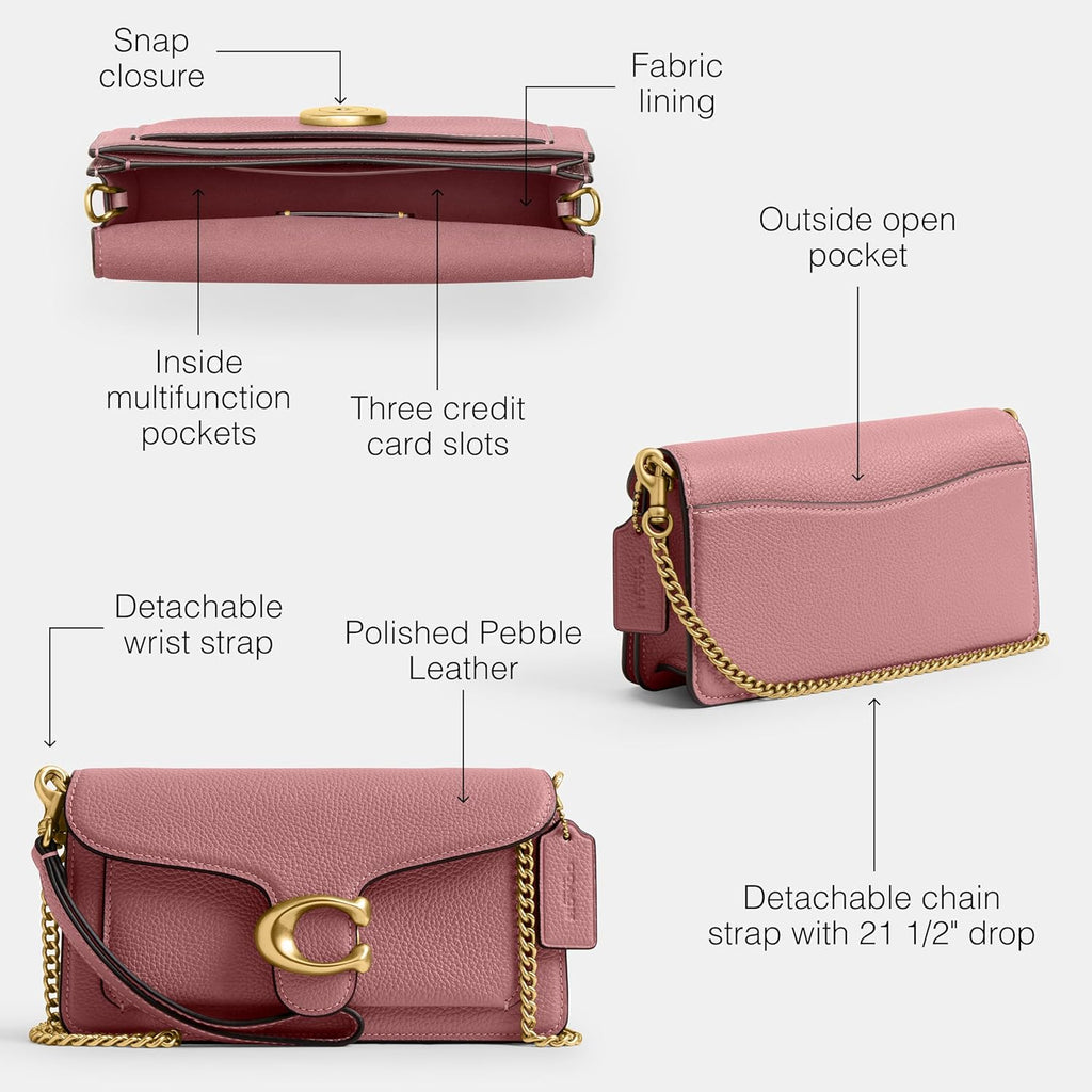 Polished Pebbled Leather Tabby Chain Crossbody 19