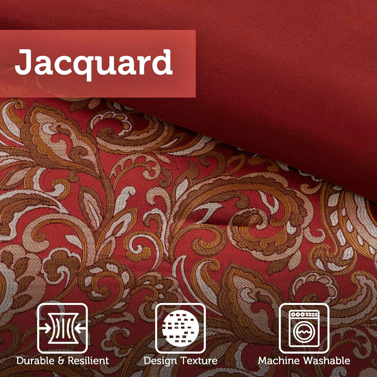 Madison Park Essentials Brystol 24 Piece Comforter Set King Red Faux Silk Jacquard Paisley All Season Bedding