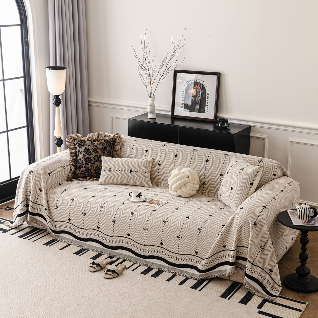 Chenille Couch Throw Cover Decorative Herringbone Sofa Blanket Protector for Couch
