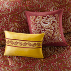 Madison Park Essentials Brystol 24 Piece Comforter Set King Red Faux Silk Jacquard Paisley All Season Bedding