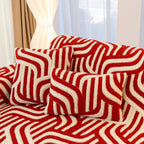 Plush Sherpa Sofa Throw Cover for Sectional, Jacquard Wave Throw Furniture Protector
