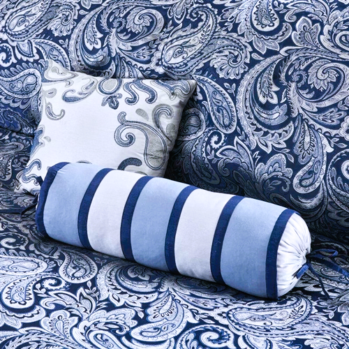 California King 12-piece Reversible Microfiber Comforter Set Navy Blue White - GreatSpace Discounts