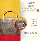 Calvin Klein Purse Monogram Canvas with Tan Leather Handles