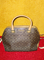 Calvin Klein Purse Monogram Canvas with Tan Leather Handles