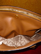 Calvin Klein Purse Monogram Canvas with Tan Leather Handles