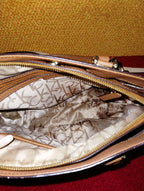 Calvin Klein Purse Monogram Canvas with Tan Leather Handles