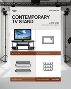 Contemporary Grey and Black TV Stand - Fits up to 42-inch TV