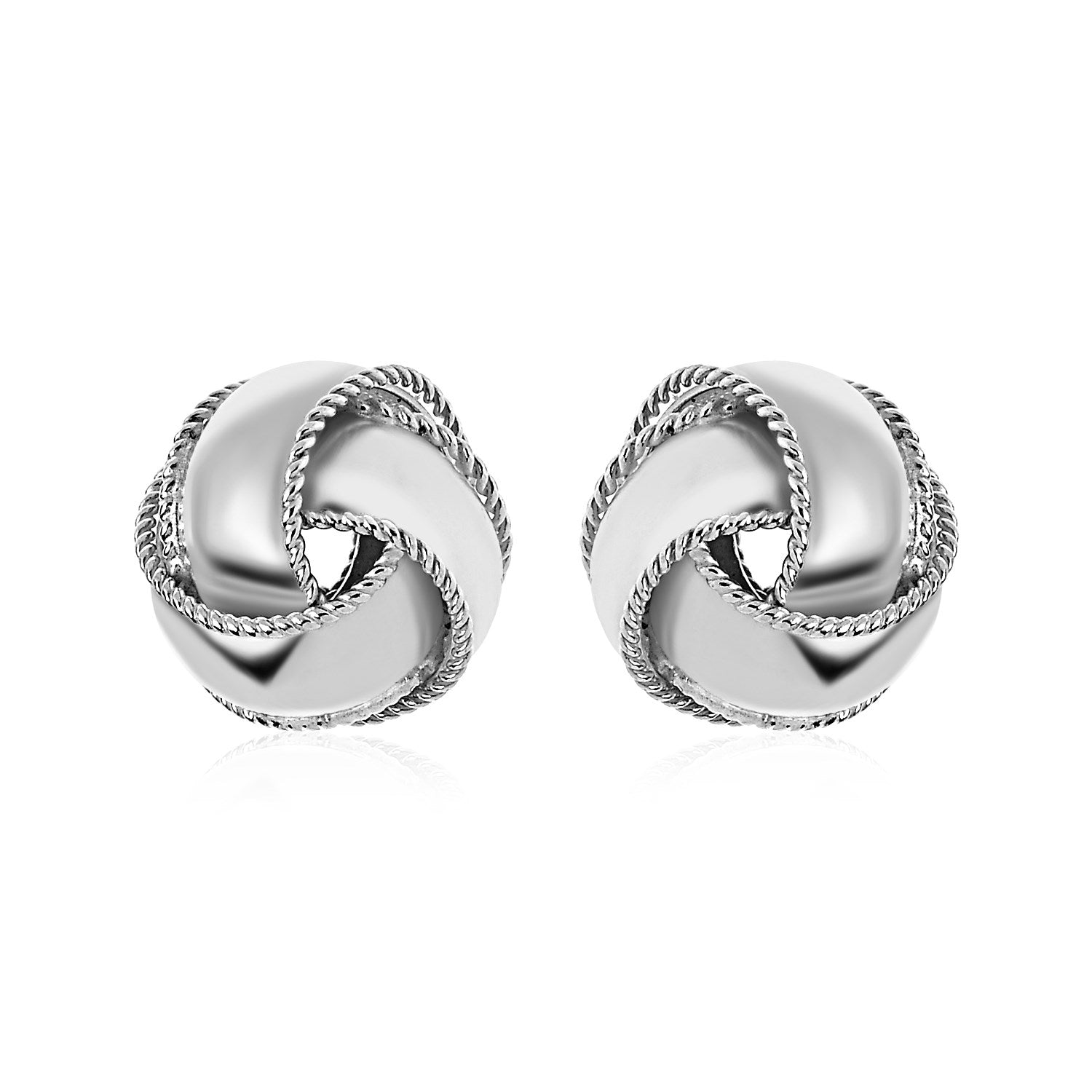 Textured and Polished Love Knot Earrings in Sterling Silver(13mm) - GreatSpace Discounts