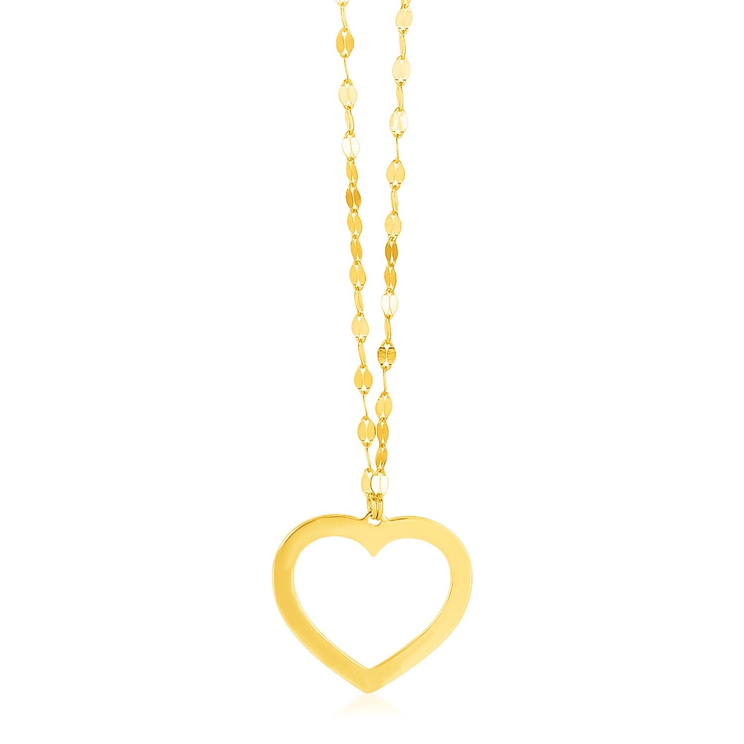 14k Yellow Gold Necklace with Reversible Heart Pendant - GreatSpace Discounts
