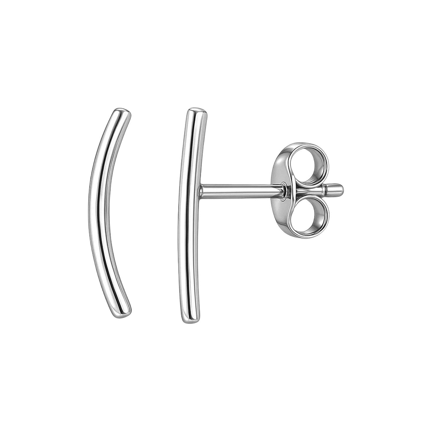 14k White Gold Curve Climber Post Earrings - GreatSpace Discounts