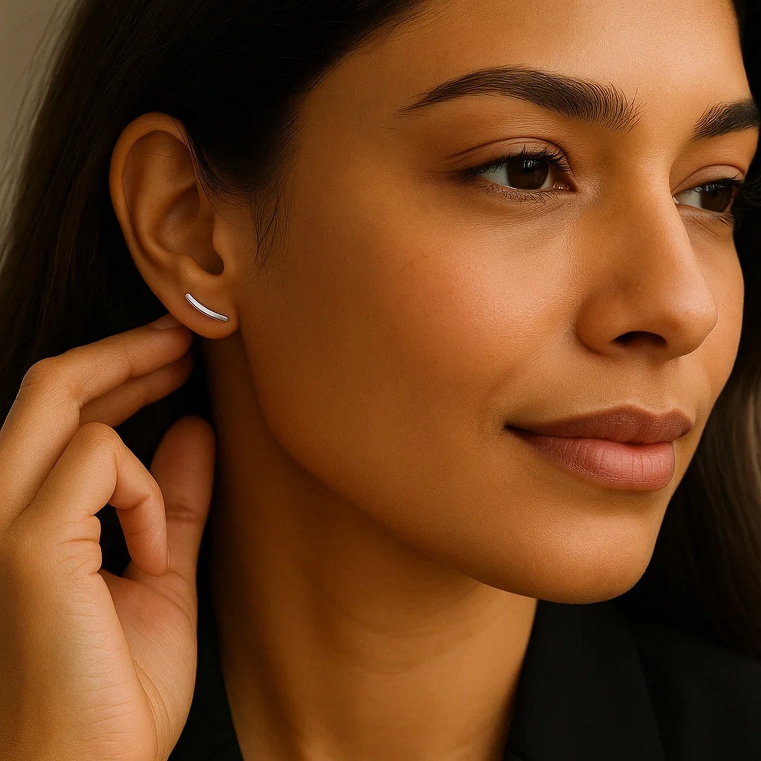 14k White Gold Curve Climber Post Earrings - GreatSpace Discounts