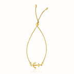 14k Yellow Gold Anchor Design Adjustable Lariat Bracelet - GreatSpace Discounts