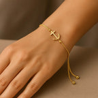 14k Yellow Gold Anchor Design Adjustable Lariat Bracelet - GreatSpace Discounts
