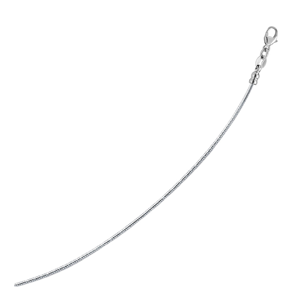 Sterling Silver Round Omega Style Chain Necklace with Rhodium Plating (1.55mm) - GreatSpace Discounts