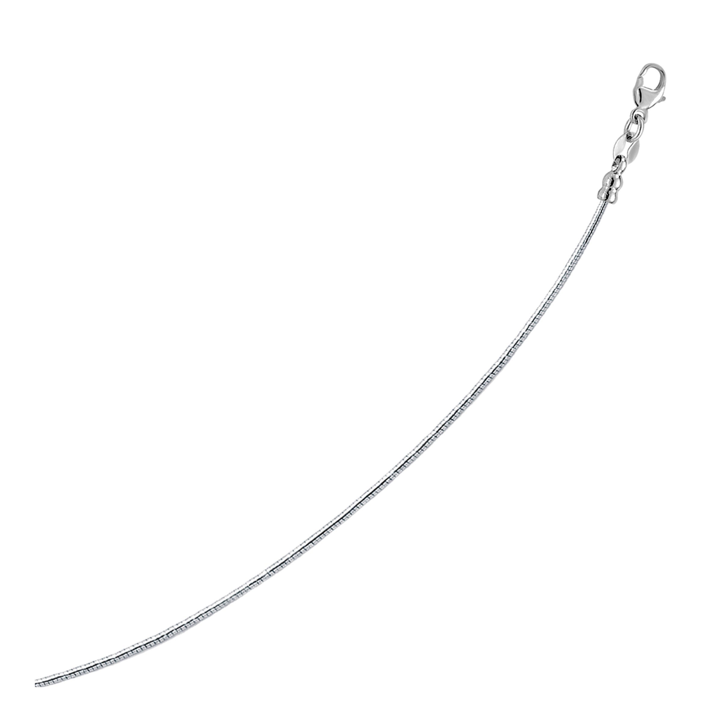 Sterling Silver Round Omega Style Chain Necklace with Rhodium Plating (1.55mm) - GreatSpace Discounts