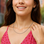 Sterling Silver Round Omega Style Chain Necklace with Rhodium Plating (1.55mm) - GreatSpace Discounts