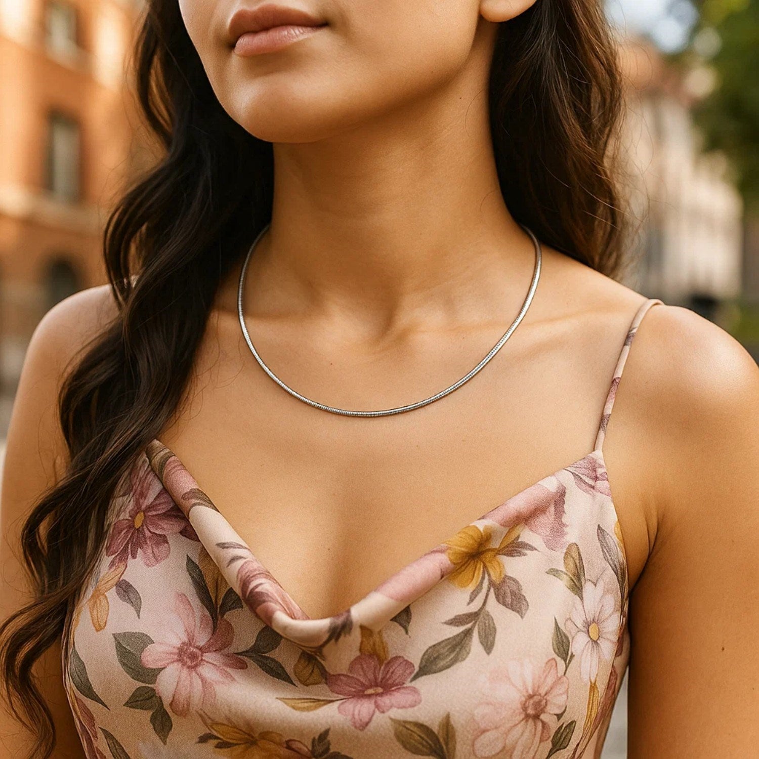 Sterling Silver Round Omega Style Chain Necklace with Rhodium Plating (1.55mm) - GreatSpace Discounts