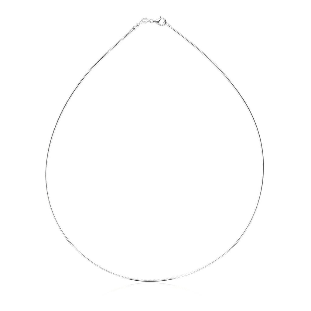 Sterling Silver Round Omega Style Chain Necklace with Rhodium Plating (1.55mm) - GreatSpace Discounts